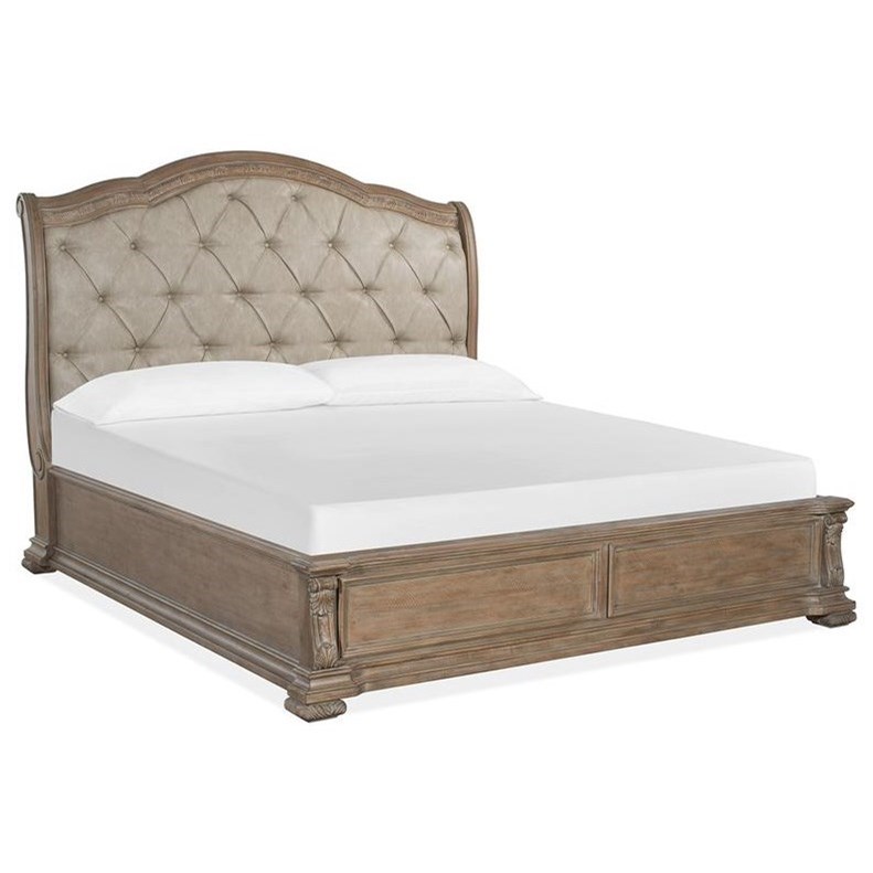 Magnussen Home Marisol Bedroom Traditional Queen Upholstered Sleigh Bed with Footboard Storage